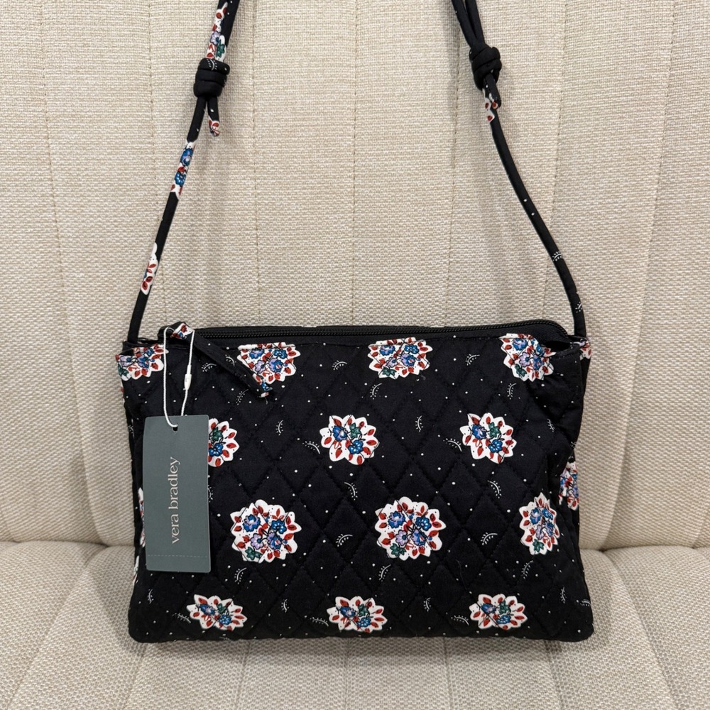 NEW Vera Bradley‎ Foxbury Crossbody Bag Feathery Bouquets Quilted Floral Purse
